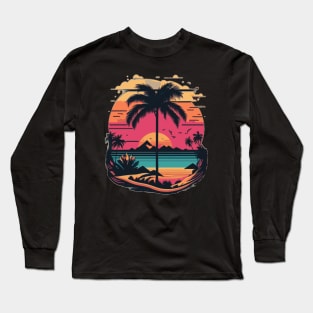 Retro Miami Beach Vibes: Photorealistic Masterpiece Design Long Sleeve T-Shirt